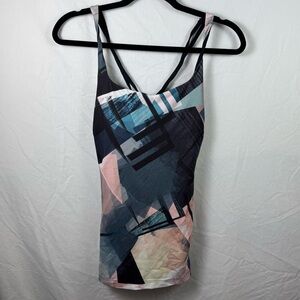 Lucy Blue and Pink Athletic Tank Top Womens Size S